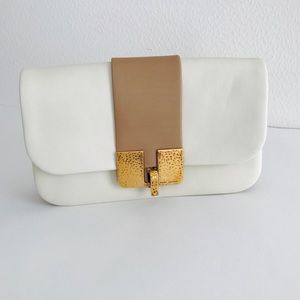 Marc Jacobs Ivory and Tan Clutch